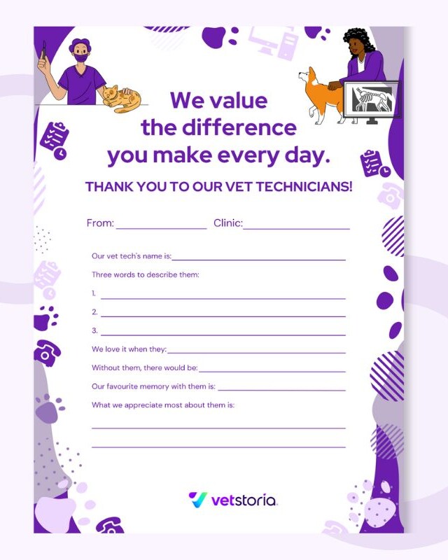 Appreciation Card for Veterinary Technicians Vetstoria