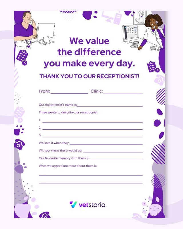 Vet Receptionist Appreciation Day Kudos Cards by Vetstoria 5