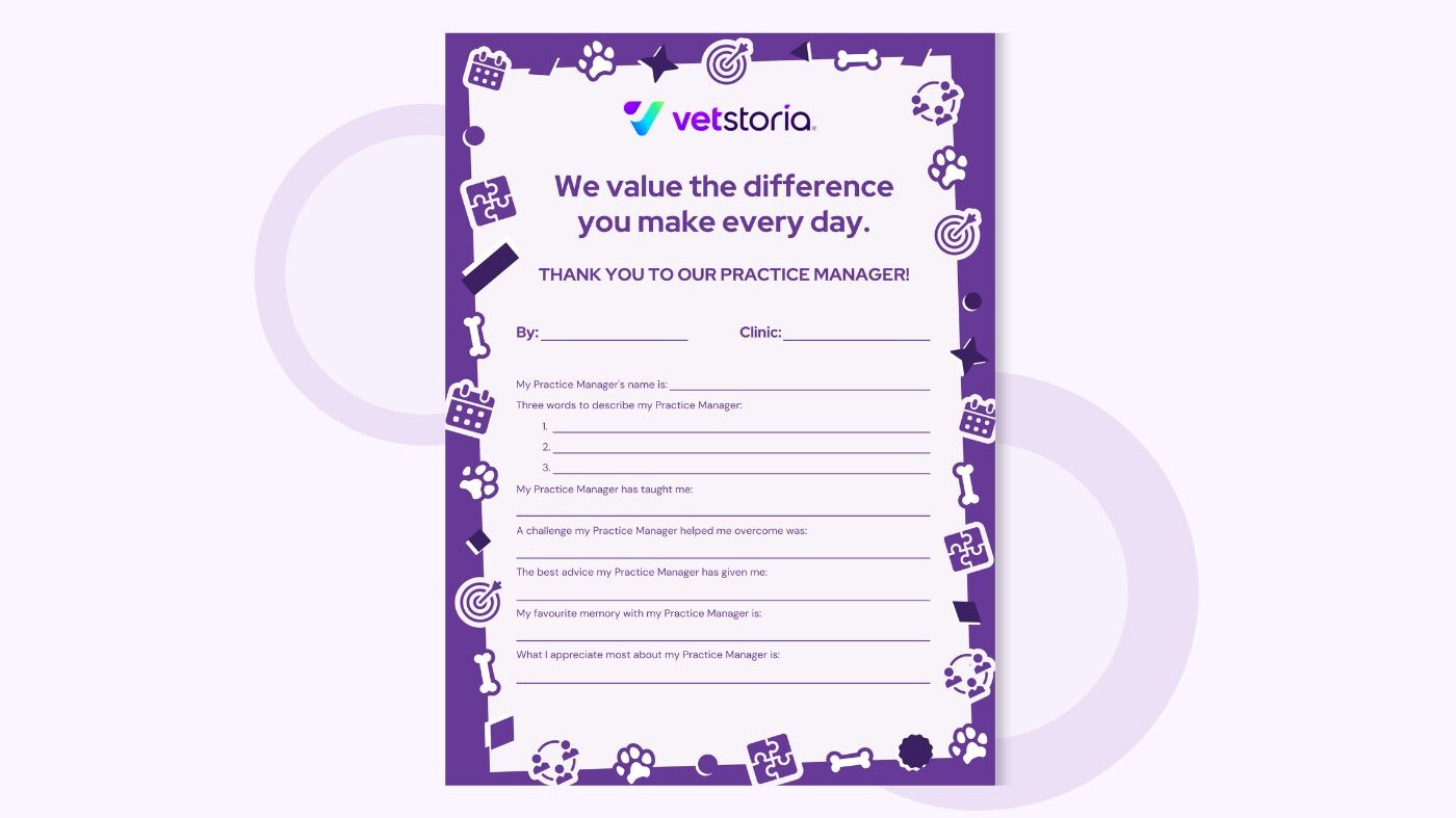 Appreciation Card for Practice Managers by Vetstoria