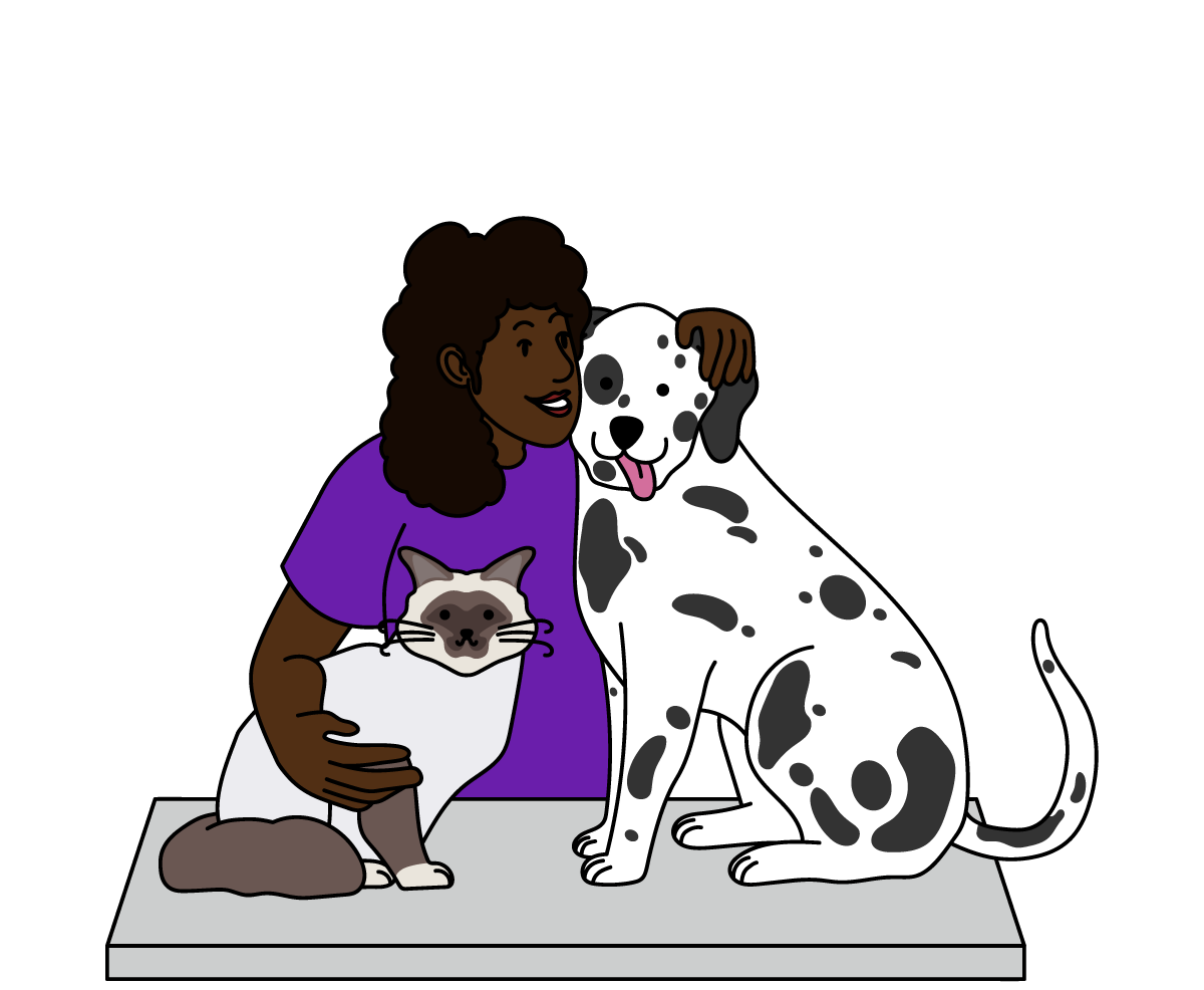 LVS 2024 Vetstoria - Female Receptionist with Cat and Dog