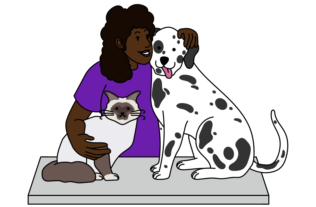 LVS 2024 Vetstoria - Female Receptionist with Cat and Dog