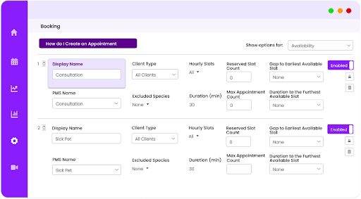 Vetstoria tailor appointment types feature